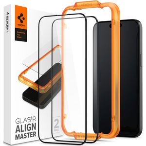 Spigen AlignMaster Full Screenprotector 2 Pack voor de iPhone 15 - Zwart