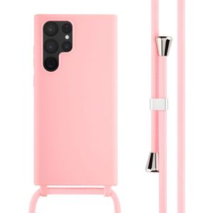 iMoshion Siliconen hoesje met koord voor de Samsung Galaxy S22 Ultra - Roze