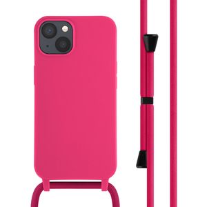 iMoshion Siliconen hoesje met koord voor de iPhone 13 - Fluor Roze