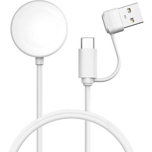 iMoshion Oplaadkabel voor de Apple Watch USB-C en USB-A - 1 meter - Wit