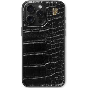 iDeal of Sweden Vegan Leather Backcover voor de iPhone 14 Pro Max - Black Croco