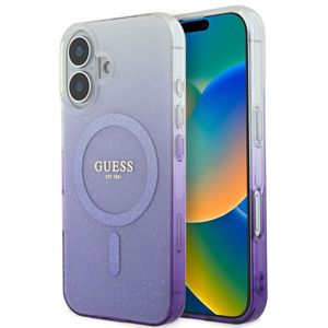 Guess MagSafe IML Glitter Gradient Case voor de Apple iPhone 16 - Purple