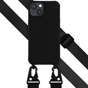 Selencia Siliconen hoesje met afneembaar koord voor de Apple iPhone 14 - Zwart