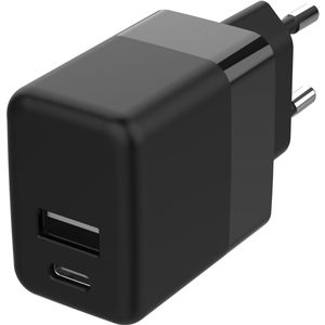 Accezz Wall Charger voor de Huawei P30 Lite - Oplader - USB-C en USB aansluiting - Power Delivery - 20 Watt - Zwart