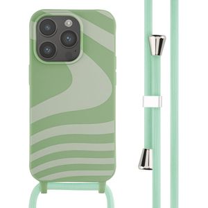 iMoshion Siliconen design hoesje met koord voor de iPhone 14 Pro - Retro Green