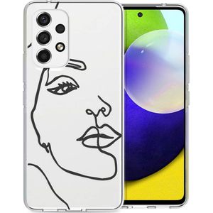 iMoshion Design hoesje voor de Samsung Galaxy A53 - Abstract Gezicht - Wit / Zwart