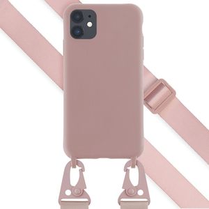 Selencia Siliconen hoesje met afneembaar koord voor de iPhone 11 - Sand Pink