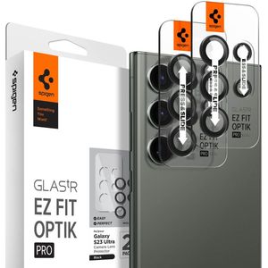 Spigen GLAStR Camera Protector Glas 2 Pack voor de Samsung Galaxy S23 Ultra - Zwart