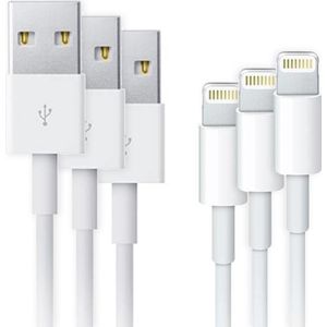 3x Lightning naar USB-kabel voor de iPhone 13 Pro Max - 1 meter - Wit