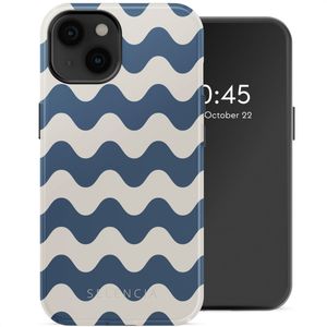 Selencia Vivid Tough Backcover met MagSafe voor de Apple iPhone 14 - Wave Vibes Classic Blue