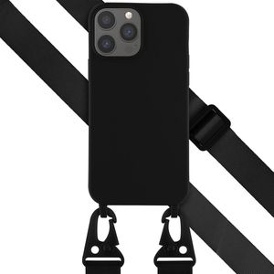 Selencia Siliconen hoesje met afneembaar koord voor de iPhone 13 Pro Max - Zwart