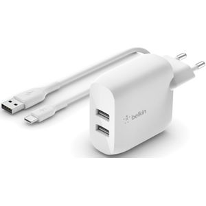Belkin Boost↑Charge™ Dual USB Wall Charger + USB-C kabel - 24W - Wit