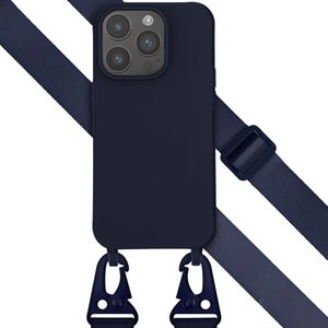 Selencia Siliconen hoesje met afneembaar koord voor de iPhone 14 Pro - Donkerblauw