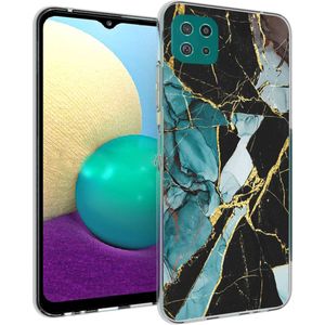 iMoshion Design hoesje voor de Samsung Galaxy A22 (5G) - Marmer - Gebroken Blauw