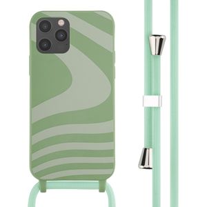 iMoshion Siliconen design hoesje met koord voor de iPhone 12 (Pro) - Retro Green