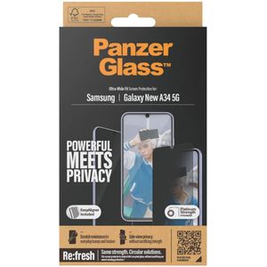 PanzerGlass Privacy Ultra-Wide Fit Anti-Bacterial Screenprotector incl. applicator voor de Samsung Galaxy A35