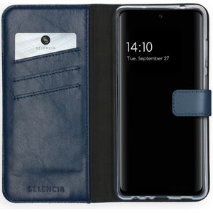 Selencia Echt Lederen Bookcase voor de Samsung Galaxy A72 - Blauw
