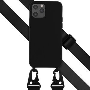 Selencia Siliconen hoesje met afneembaar koord voor de iPhone 12 (Pro) - Zwart