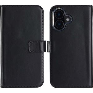 Selencia Echt Lederen Bookcase voor de Apple iPhone 16 Plus - Zwart
