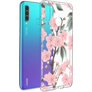 iMoshion Design hoesje voor de Huawei P30 Lite - Bloem - Roze / Groen