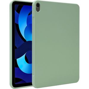 Accezz Liquid Silicone Backcover met penhouder voor de Apple iPad Air 11 inch (2025) M3 / (2024) M2 / Air 5 (2022) / Air 4 (2020) - Lichtgroen