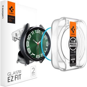Spigen EZ FIT Glas.tR Screenprotector met applicator voor de Samsung Galaxy Watch 6 Classic - 47 mm - Transparant