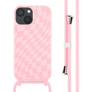 iMoshion Siliconen design hoesje met koord voor de iPhone 13 Mini - Retro Pink