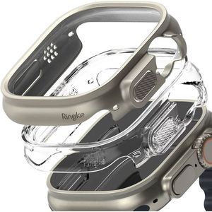 Ringke 2x Slim Case voor de Apple Watch Ultra (2) - 49 mm - Clear & Titanium Gray