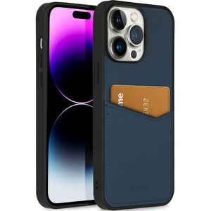 Accezz Premium Leather Card Slot Backcover voor de iPhone 14 Pro Max - Donkerblauw