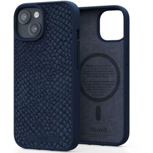 Njorð Collections Salmon Leather MagSafe Case voor de iPhone 15 - Blue