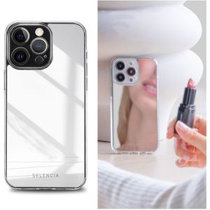 Selencia Mirror Backcover voor de iPhone 15 Pro Max - Hoesje met spiegel - Zilver