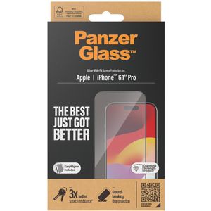 PanzerGlass Ultra-Wide Fit Anti-Bacterial Screenprotector incl. applicator voor de iPhone 15 Pro