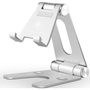 iMoshion Telefoonhouder bureau voor de iPhone 15 Plus - Tablethouder bureau - Verstelbaar - Aluminium - Zilver