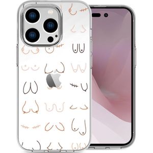 iMoshion Design hoesje voor de iPhone 14 Pro - Boobs all over - Transparant