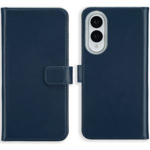 Selencia Echt Lederen Bookcase voor de Samsung Galaxy S25 Edge - Donkerblauw