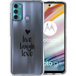 iMoshion Design hoesje voor de Motorola Moto G60 - Live Laugh Love - Zwart