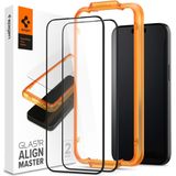 Spigen AlignMaster Full Screenprotector 2 Pack voor de iPhone 15 Plus - Zwart