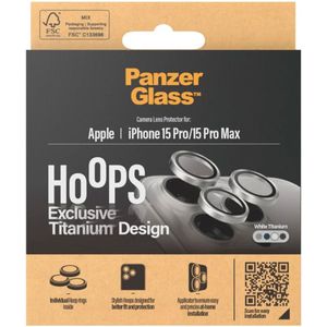 PanzerGlass Camera Protector Hoop Optic Rings voor de iPhone 15 Pro / 15 Pro Max - White Titanium