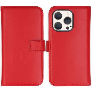 Selencia Echt Lederen Bookcase voor de iPhone 15 Pro - Rood