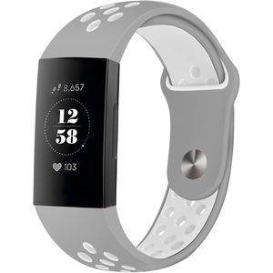 iMoshion Siliconen sport bandje voor de Fitbit Charge 3  /  4 - Grijs / Wit