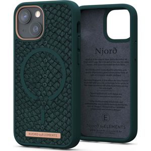 Njorð Collections Salmon Leather MagSafe Case voor de iPhone 13 Mini - Dark Green