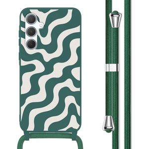 imoshion Siliconen design hoesje met koord voor de Samsung Galaxy A35 - Petrol Green Groovy
