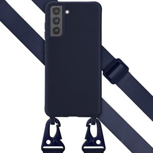 Selencia Siliconen hoesje met afneembaar koord voor de Samsung Galaxy S21 FE - Donkerblauw