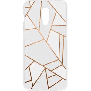 Design Backcover voor OnePlus 6T - Grafisch Wit / Koper