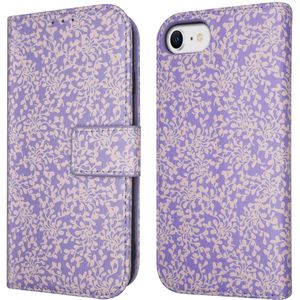 iMoshion Design Bookcase voor de iPhone SE (2022 / 2020) / 8 / 7 / 6(s) - Purple White Flowers