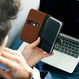 Selencia Echt Lederen Bookcase voor de Samsung Galaxy A52(s) (5G/4G) - Lichtbruin