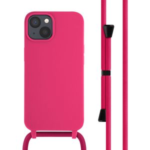 iMoshion Siliconen hoesje met koord voor de iPhone 14 - Fluor Roze
