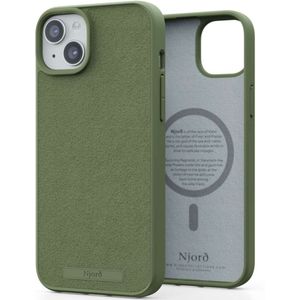 Njorð Collections Suède Comfort+ Case MagSafe voor de iPhone 15 Plus - Olive