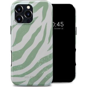 Selencia Vivid Tough Backcover met MagSafe voor de Apple iPhone 16 Pro Max - Colorful Zebra Sage Green