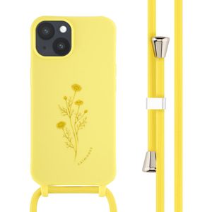 iMoshion Siliconen design hoesje met koord voor de iPhone 14 - Flower Yellow
